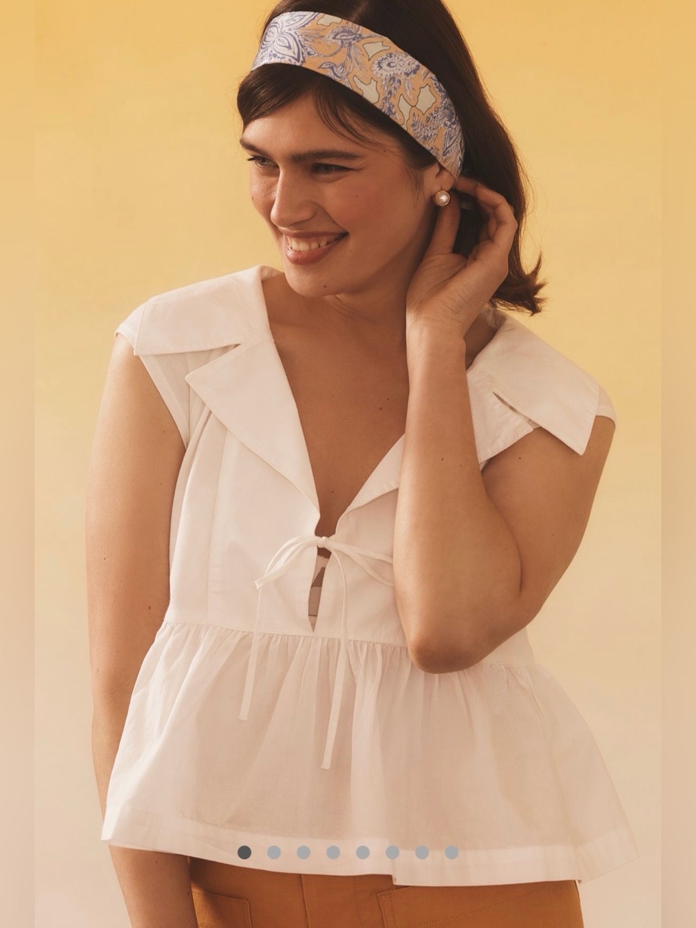 Maeve White Cotton Top with Branded Label